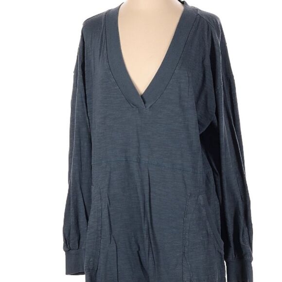 Natural Life Johnny Oversized 100% Cotton Muted Coastal Blue Relaxed Jumpsuit XS - Picture 3 of 9